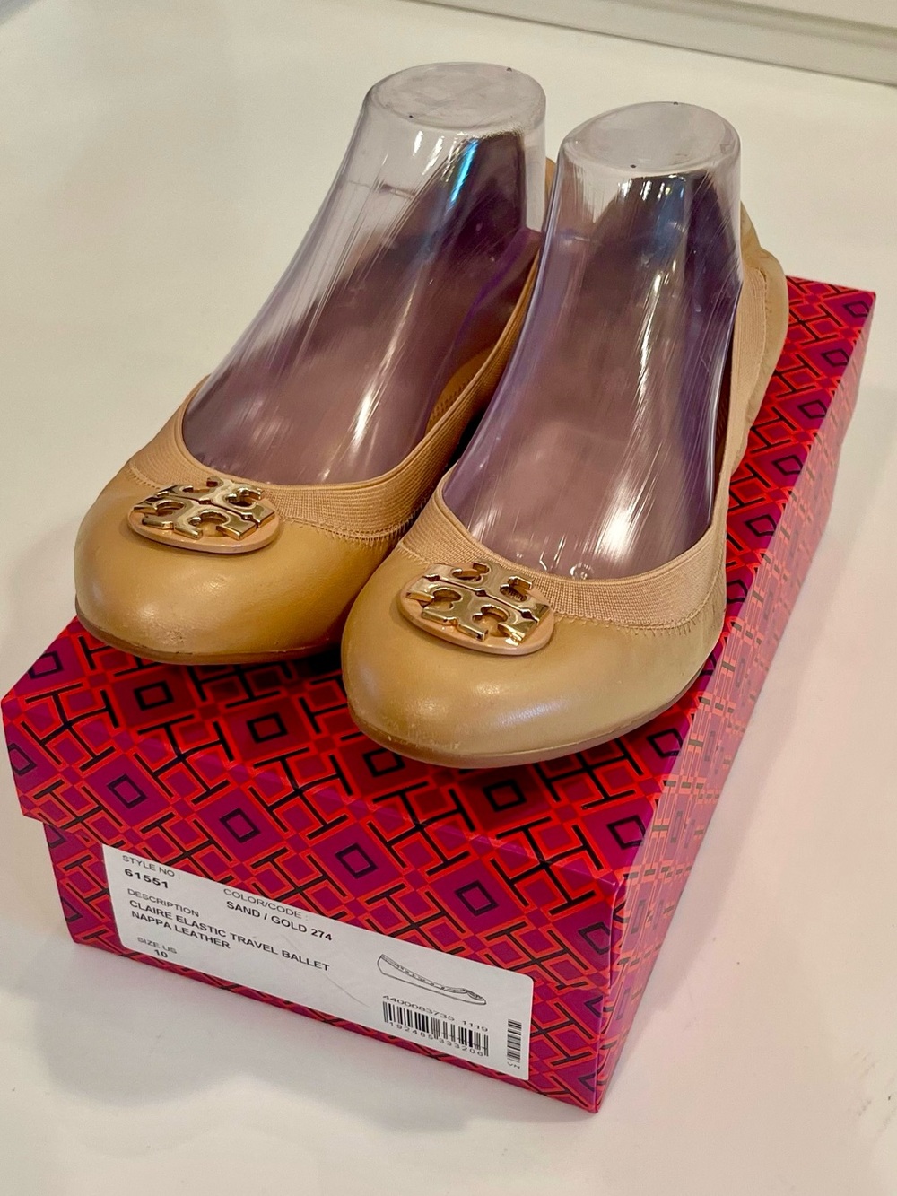 Tory Burch “Claire” Leather Logo Ballet Flats - Picture 2 of 9